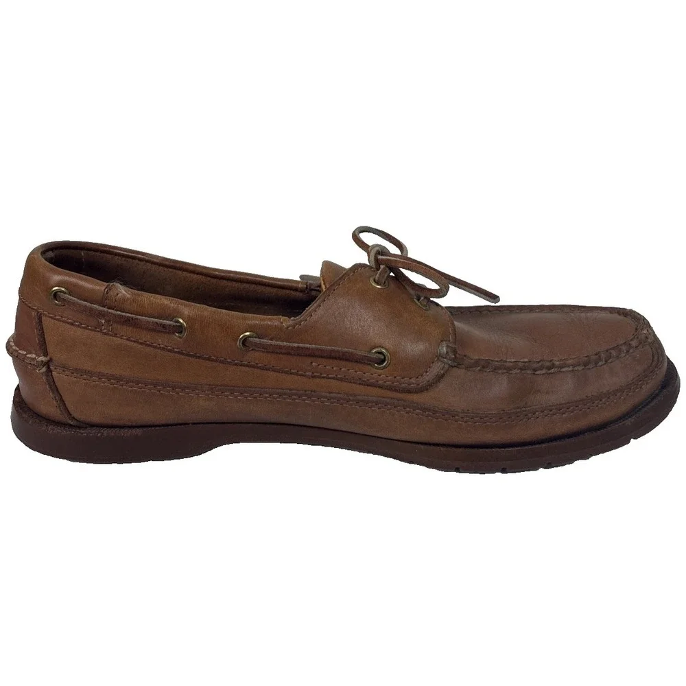 Sebago Docksides Waxed Leather Boat Shoes Schooner Mens 11N Brown Preppy